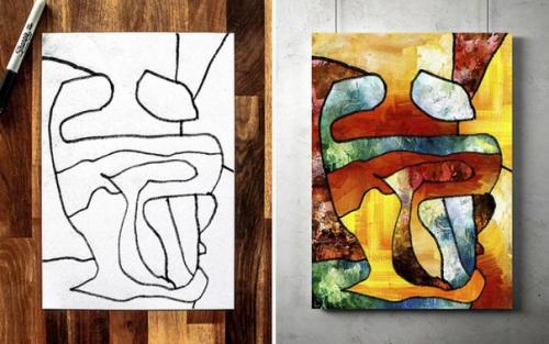 Художник каракули своего 3-летнего сына в абстрактное искусство превращает. 06