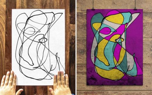 Художник каракули своего 3-летнего сына в абстрактное искусство превращает. 04