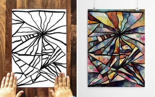 Художник каракули своего 3-летнего сына в абстрактное искусство превращает. 03