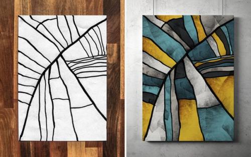 Художник каракули своего 3-летнего сына в абстрактное искусство превращает.